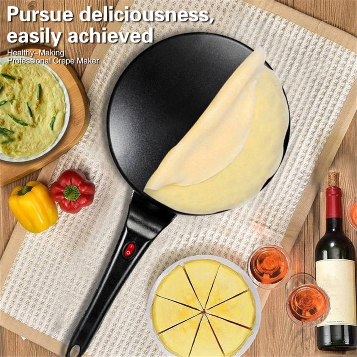 Crepe Maker Non Stick - جهاز صنع الكريب الكهربائي M10K، مقلاة