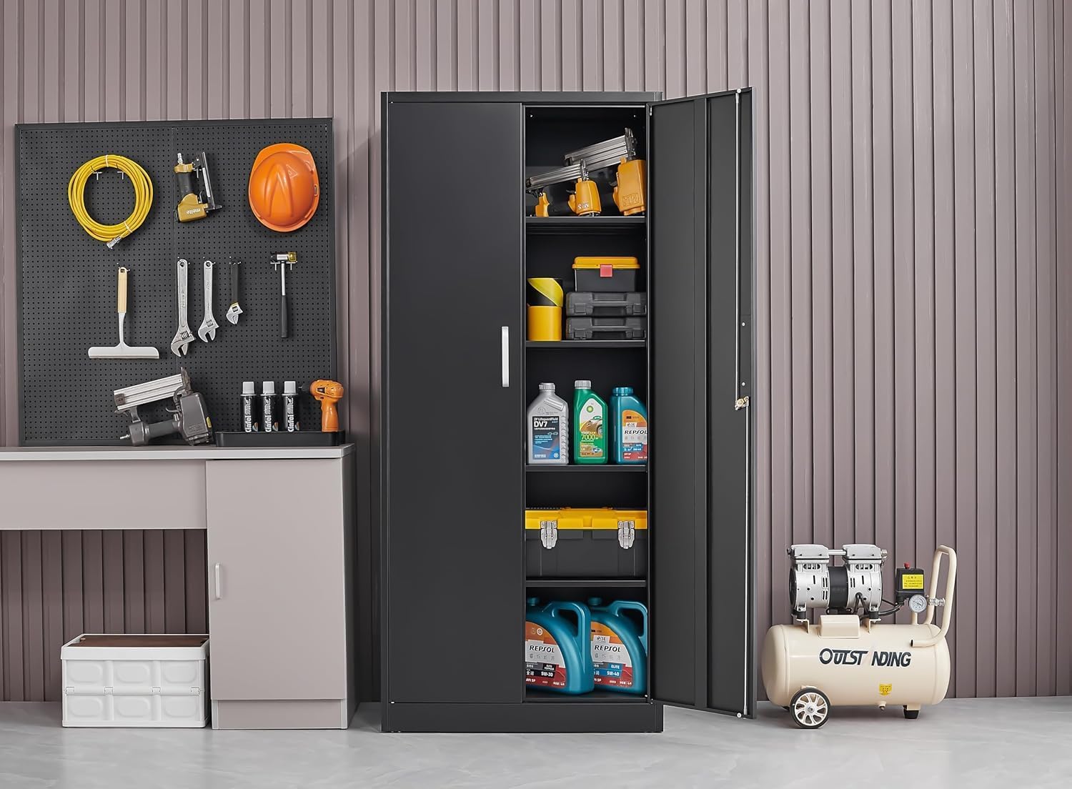 خزانة تخزين معدنية بأرفف قابلة - مراجعة Kitchen Appliances Organizer وسعره